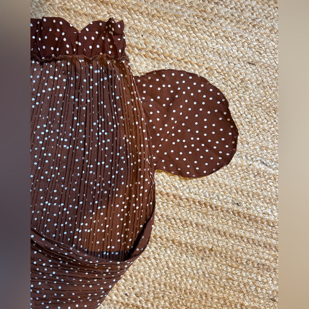 Brown Polka Dot Pleated Skirt - Picture 9 of 10